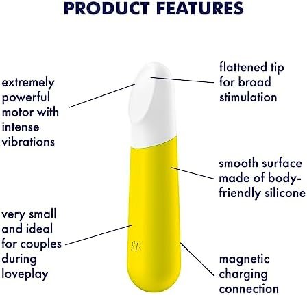Satisfyer Ultra Power Bullet 4 Mini Bullet Vibrator - Clitoral Stimulator, Personal Massager, Flat Beveled Tip - Portable, Waterproof, Rechargeable, 10Cm (Yellow) - Image 2