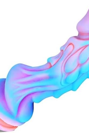 8.6 Inch Dragon Dildo Ocean Color, Xl Silicone Big Monster Dildo Wide Anal Plug With Strong Suction Cup For Women Vaginal Anal Play, Fantasy Large Ribbed Penis Toys