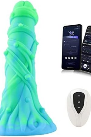 Wildolo App-Controlled Silicone Dildo, 10.16" Premium Body-Safe Vibrator, Unisex Realistic Dildo, Adult Sex Toy -Amor (Blue & Purple)-L Size …