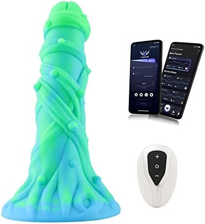Wildolo App-Controlled Vibrator, Glow-In-The-Dark Silicone Dildo, 8.2" Premium Vibrator---Designer Series