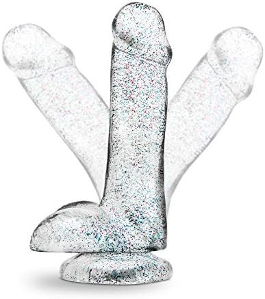 Blush - 6 Inch Glitter Dildo - Soft Pliable Realistic Small 1.4" Wide - Strap On Compatible Suction Cup For Hands Free Play - Female Male Adult Sex Toy For Couples Women Men - Sparkling Clear - Image 3