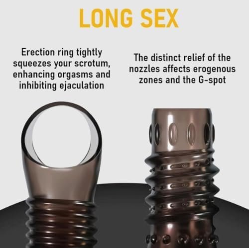 2 Pack Penis Ring- Penis Sleeves Cock Sleeves Textured Ribbed Silicone Cock Ring Set Extender Enlarger Stretchy Stay Harder Sheath Male Sex Toys For Men Cook Rings. Juguetes Sexuales - Image 3