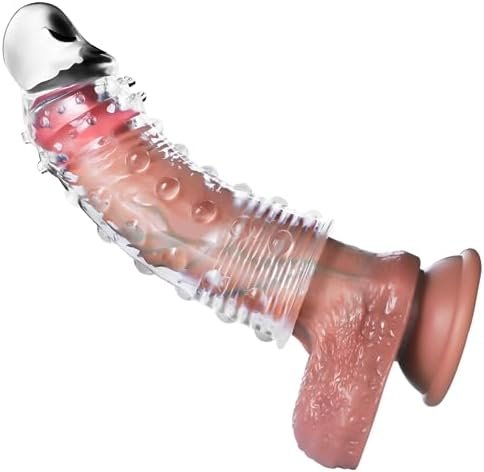 Penis Sleeve Sex Toys For Men, Penis Ring With Clear Thick Penis Extender Enhancer, Reusable Cock Enlarger Sheath, Male Sex Toys With Penis Extension Penis Pump, Adult Toys For Couples