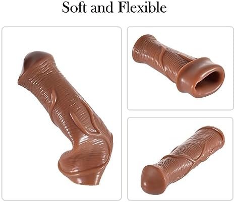 Silicone Penis Sleeve Extender For Men, Reusable Realistic Textured Cock Enlarger Adults Sex Toys, Soft Thick Sexual Enhancer For Gay Couple - Image 2