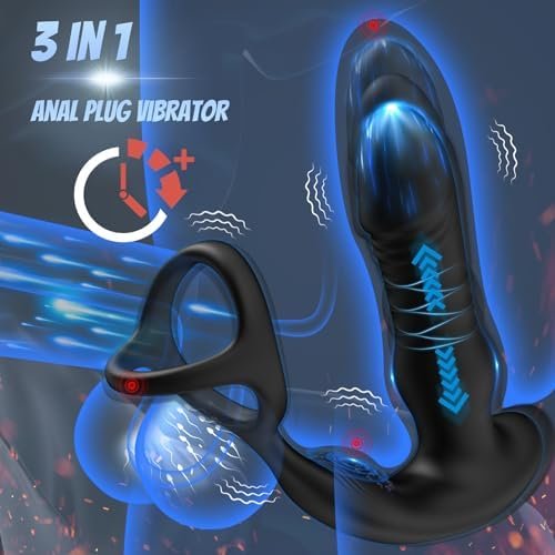 Thrusting Anal Vibrator Prostate Massager Vibrating Butt Plug With Penis Ring, Anal Plug Remote Control Vibrators With 3 Thrusting & 10 Vibrating Modes, Anal Beads Dildo Male Sex Toys For Men Pleasure - Image 2