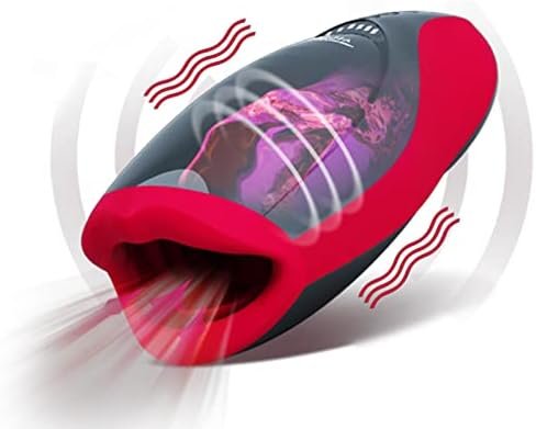 Automatic Male Masturbator Cup, Deep Throat Oral Powerful Soft Silicone With 5 Vibration Sqeezing Modes Sucking Soft Tight Vibrator With Voice Easy To Clean Red