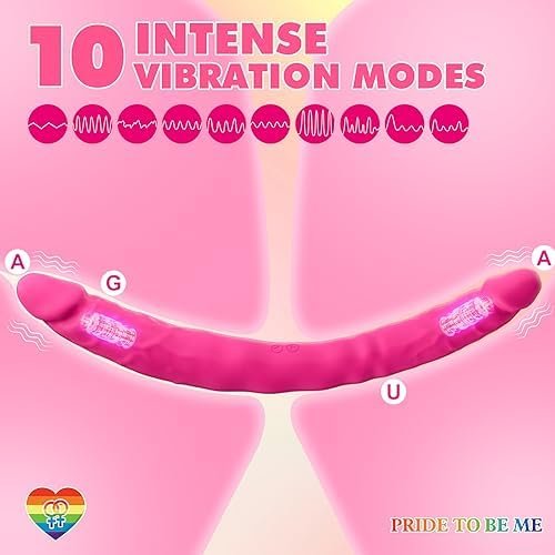 Vibrating Double Ended Dildo Vibrator For Lesbian Sex Toys - 15.7 Inches Relistic Strapless G Spot Dildos Wireless Silicone Fake Penis With 10 Vibration For Couple Anal Play Adult Toys & Games - Image 2