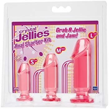 Doc Johnson Crystal Jellies - Anal Initiation Kit - Small-Medium-Large - Slim Tip For Easy Insertion - Flared Suction Cup Base - Pink - Image 2