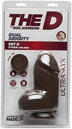 Doc Johnson The D - Fat D - 6 Inch With Balls - Ultraskyn - 6.25" Long And 2.75" Wide - Strong Suction Cup Base - O-Ring Harness Compatible Dildo, Chocolate - Image 2