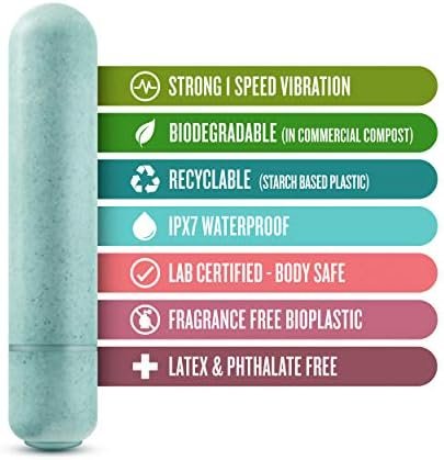 Blush Gaia Eco Bullet Plant-Based 4" Smooth Waterproof Bullet Vibrator In Aqua Made Of Sustainable Biofeel™ Worlds First Plant Based Vibe For Vagina Anal Play Vibrating Pleasure Adult Sex Toy Couples - Image 2