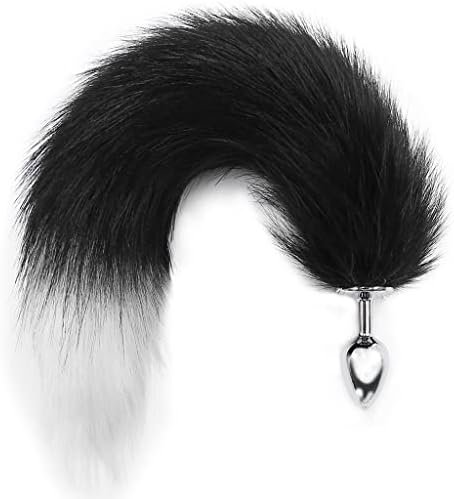 Akstore Fox Tail Anal Butt Plug Sex Toys For Sm & Cospaly (Black-White + Ear) - Image 3