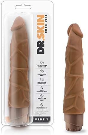 Blush Dr Skin Vibe 1-9 Inch Long Real Feel Realistic Vibrating Dildo - Ipx7 Waterproof - Soft Body Safe Material Multi Speed Bendable Vibrator - Adult Sex Toy For Women Men Couples - Mocha