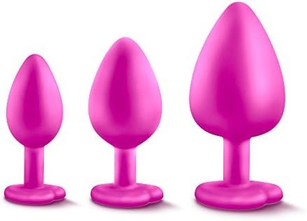 Blush Novelties - Anal Bling Butt Plugs Heart Shaped Gem Sex Toy Beginner Training Kit Of 3 Sizes Set - Black Ruby Red - Image 3