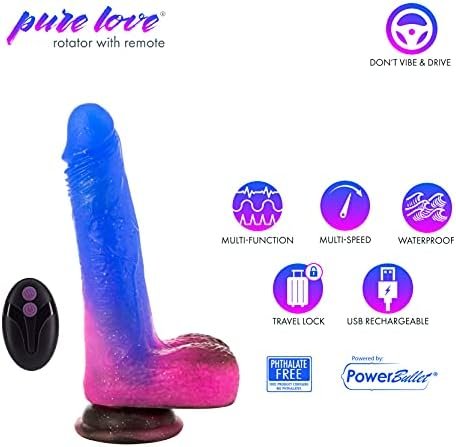 Pure Love 7.36" Vibrating And Rotating Dildo With Remote, Harness Compatible Adult Sex Toy, Cosmic - Image 2