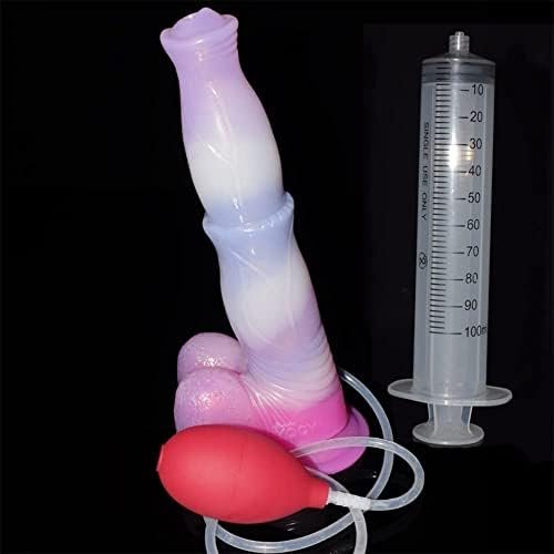 Realistic Squirting Dildo Ejaculating Animal Horse Dildos Anal Butt Plug Adult Sex Toy For Women For G Spot - Sea Jelly Color