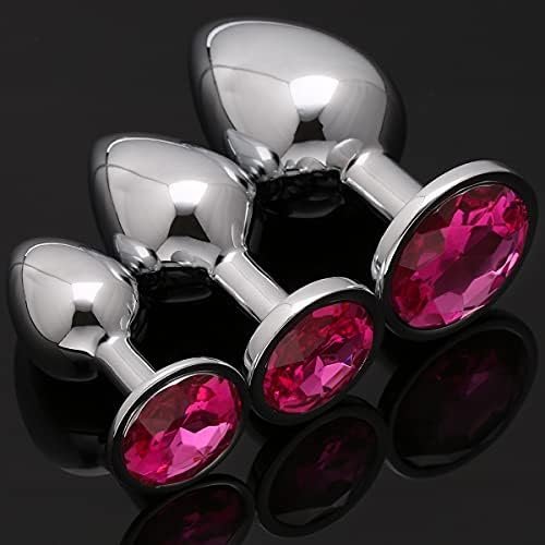 Akstore 3 Piece Luxury Jewelry Design Fetish Stainless Steel Anal Butt Plug With Penis Condom, Rose, 10.4 Ounce - Image 2