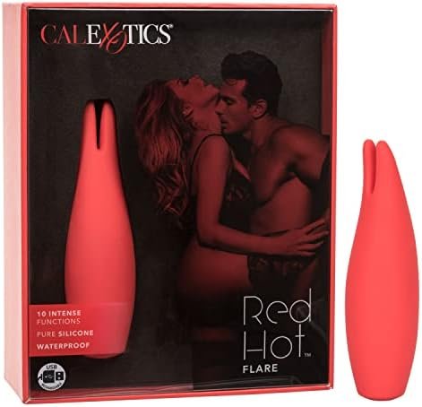 Calexotics Red Hot Flare - 10-Function Waterproof Vibrator – Rechargeable Silicone Compact Teaser Vibe – Adult Sex Massager For Couples - Red