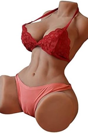 19.3Lb Brown Skin Sex Doll Male Masturbator Lifelike Female Torso With Big Boobs Vagina Anal, Adult Sex Toys For Men, Pocket Pussies With Drying Rod Stick & Douche Washer Hose…