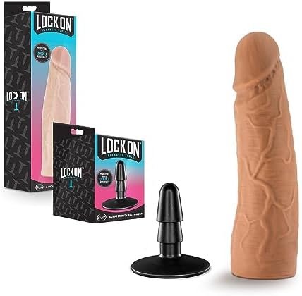 Blush Lock On Soft Realistic 7 Inch Body Safe Dildo - Compatible With All Lock On Strap On Handles - Suction Cup Base - Customize Your Sex Toy For Women Men Couples - Mocha