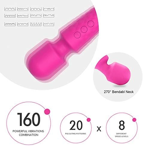 Female Vibrator, G-Spot & Sex Toy, 20 Modes & 8 Speeds Wand Massager, Quiet, Waterproof, Usb Rechargeable Vibrator, Hand-Held Cordless Sex Toys Vibrator For Her Pleasure, Female Adult Toy (Rose) - Image 2