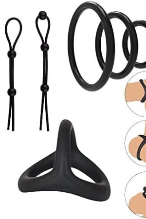 Silicone Penis Ring For Men 7Pcs, Ultra Soft Stretchy Cock Ring Penis Enlargers Erect Support Ring,Adjustable Penis Rings For Male Erection Enhancing Sex Toy For Men Long Lasting (Premium A)