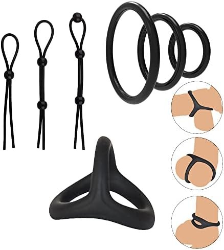 Silicone Penis Ring For Men 7Pcs, Ultra Soft Stretchy Cock Ring Penis Enlargers Erect Support Ring,Adjustable Penis Rings For Male Erection Enhancing Sex Toy For Men Long Lasting (Premium A)