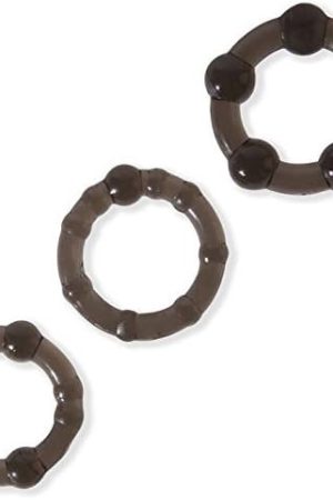 Lovehoney Triple Cock Ring Set - Stretchy Textured Penis Rings - Beginner Friendly & Waterproof - 3 Pack - Black