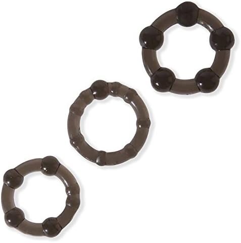 Lovehoney Triple Cock Ring Set - Stretchy Textured Penis Rings - Beginner Friendly & Waterproof - 3 Pack - Black