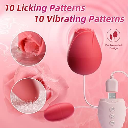 Tryfun Rose Sex Toy For Women, Clitoral Tongue Vibrator With 5 Speed Modes, Bullets Vibrator With 4 Different Modes, G-Spot Nipple Massager Sex Toy For Couples - Image 2