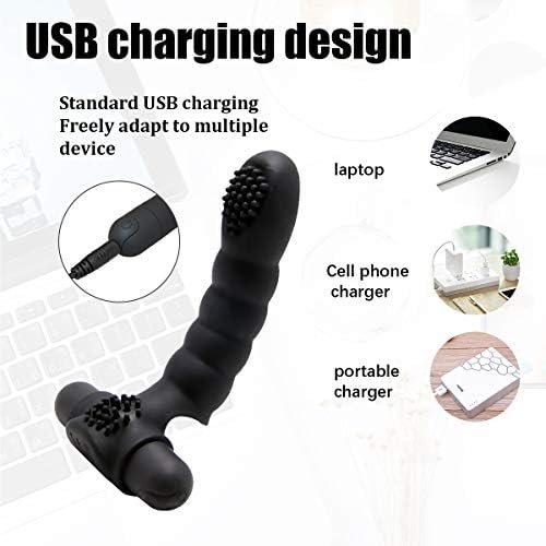 G-Spot Finger Clit Anal Nipples Vibrator Adult Sensory Toys Female Masturbation Massage Sex Toys Waterproof Rechargeable Multi-Frequency Vibrator(Black) - Image 2