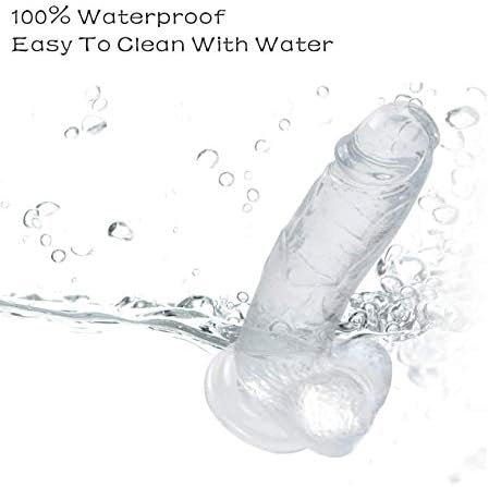 Untitled 7 Inch Realistic Ultra-Soft Dildo For Beginners With Flared Suction Cup Base For Hands-Free Play, Flexible Dildo With Curved Shaft And Balls For Vaginal G-Spot And Anal Prostate Play (Clear) - Image 3