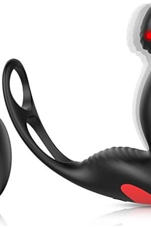 3-In-1 Remote Control Prostate Massager Vibrator With Penis Ring And Ball Loop, 9 Speeds Rechargeable Anal Sex Toy Waterproof G-Spot Vibrating Stimulator For Men Women Couple Black