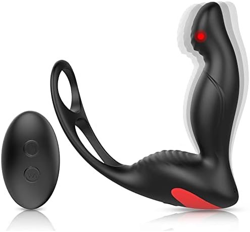 3-In-1 Remote Control Prostate Massager Vibrator With Penis Ring And Ball Loop, 9 Speeds Rechargeable Anal Sex Toy Waterproof G-Spot Vibrating Stimulator For Men Women Couple Black