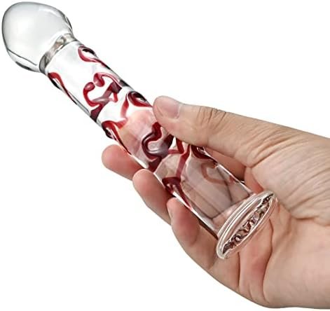 Crystal Glass Dildo Penis G-Spot Stimulation, Anal Plug Butt Plug Masturbation Stimulator Sex Toys With Red Heart Pattern Pleasure Wand Dildo Penis Sex Toys For Women Men Couple - Image 3