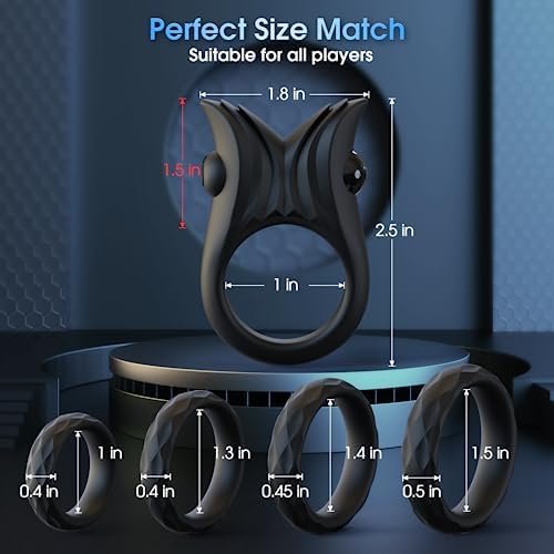 Penis Ring Male Sex Toys, 4 Sizes Vibrating Cock Ring Set Owl Design With Small Bullet Vibrator For Erection Enhancing, Soft Stretchy Mini Men Adult Sex Toy For Him Couples - Image 3