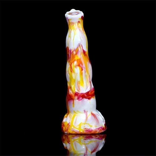 Soft Silicone Irregular Multi Colored Dildo Anal Toy Flexible Stimulate Gift For Lover (Red+Yellow+White) - Image 3