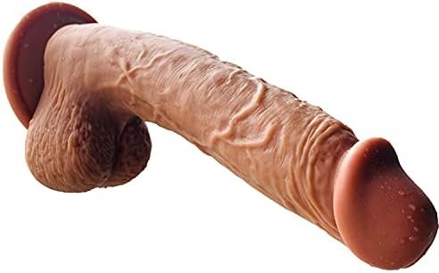 9 Inch Realistic Dildo Dual Density Liquid Silicone Cock With Strong Suction Cup,Oixgirl Lifelike Penis Sex Toy Flexible Female G Spot Masturbation Toy With Curved Shaft And Balls