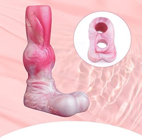 Igugutoy Dildo Penis Extender Condom Greatens Coarsen Silicone Penis Sleeve Men Increase Confidence Increase Power Can Be Wrapped 5.32 Inches Red
