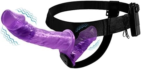Frrdei Wearable Harness Strap On Vibrating Double Head Dong Realistic Dildo Penetrator Toy Two Ended Dildo, Double Headed Penetation Dildo Vibrator G Spot And Anal Plug For Women Lesbian - Purple