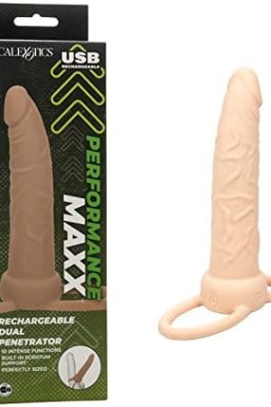 Calexotics Performance Maxx Rechargeable Dual Penetrator Cock Ring Butt Plug - Ivory - Se-1634-05-3
