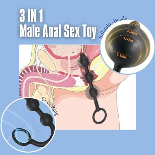 Inflatable Silicone Anal Beads Air Pump Detachable Adjustable Size Adult Sex Toy - Image 2