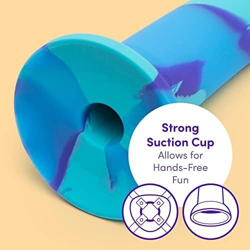 Lovehoney Air And Water Curved Dildo - 7 Inch Suction Cup Dildo For Women - Multicoloured Silicone Dildo - Harness Compatible Strap On Dildo - Adult Sex Toy - Waterproof - Blue - Image 3