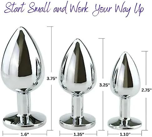 Aphrodite'S Embrace 3 Pc Butt Plugs Set- Stainless Steel Metal Jewel Anal Sex Toys - Image 3