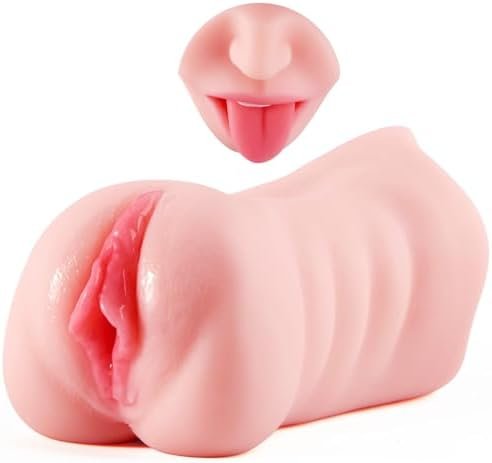 Sexgene 2 In 1 Male Masturbator Pocket Pussy Adult Sex Toys With 3D Realistic Mouth Tongue And Tight Vagina, Blow Job Stroker Deep Throat Oral Pleasure Sex Doll For Men Masterburbator