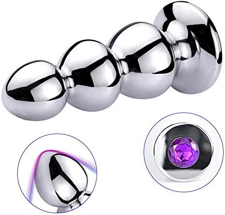 Fst Anal Beads Stainless Steel Butt Plug With 3 Big Balls And Purple Jewelry Prostate Massage Anal Dilator For Men Women - Image 2