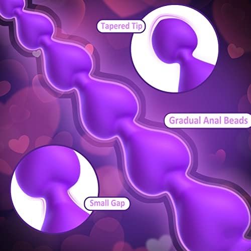 Anal Beads, Cute Silicone Flexible Anal Chain Butt Plug With 6 Gradual Balls And Pull Loop Prostate Massager G-Spot Stimulator Tjijp Anal Training Sex Toy For Beginner 7.28 Inch, Black - Image 3