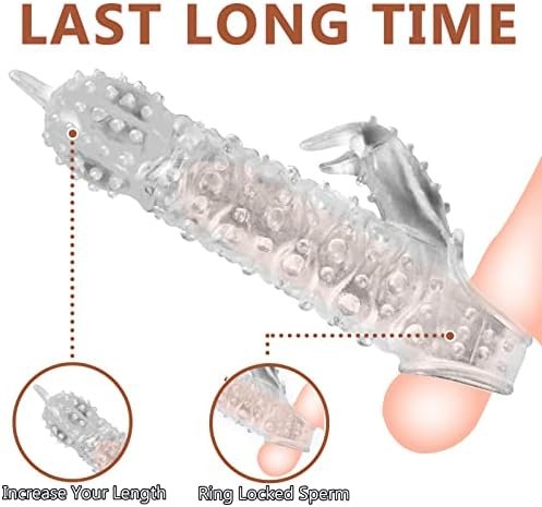 Penis Sleeve Extender With Clitoral Stimulation, Reusable Cock Enlarger Condom Thickened Male Testicle Ring Ultra-Soft Delay Ejaculation Sex Toys For Men & Couple - Image 2