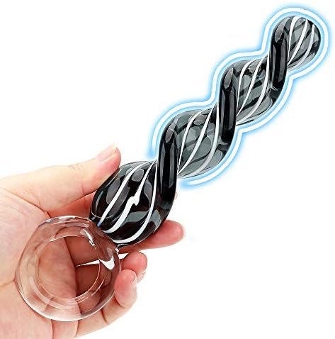 Nopnog Screw Shape Glass Anal Dildo, Spiral Butt Plug, 7.89 Inch Long Black Anal Plug, Sex Toys For Women Men - Image 2