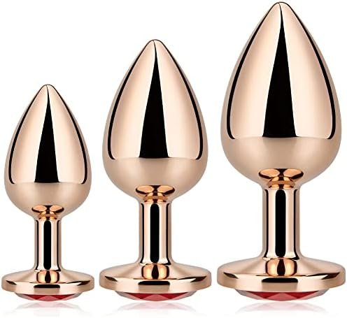 T-Explorer 3Pcs Anal Plug Set, Sexy Toys Small Medium Large Luxury Metal Butt Toys Round Shaped Anal Trainer Jewel Butt Plug Kit Sm Adult Sex Toys For Women Men Sex Gifts