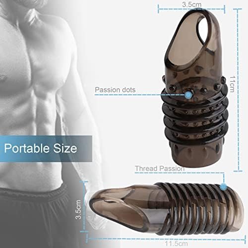 Reraby 2022 New Waterproof Reusable Penis Sleeves Girth For Men Extender Enlarger Extension Sheath Elastic Long Lasting Time Gift For Men Brown - Image 3